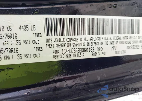 2014 Jeep Compass Sport from USA, damaged, VIN 1C4NJCBA2ED801183